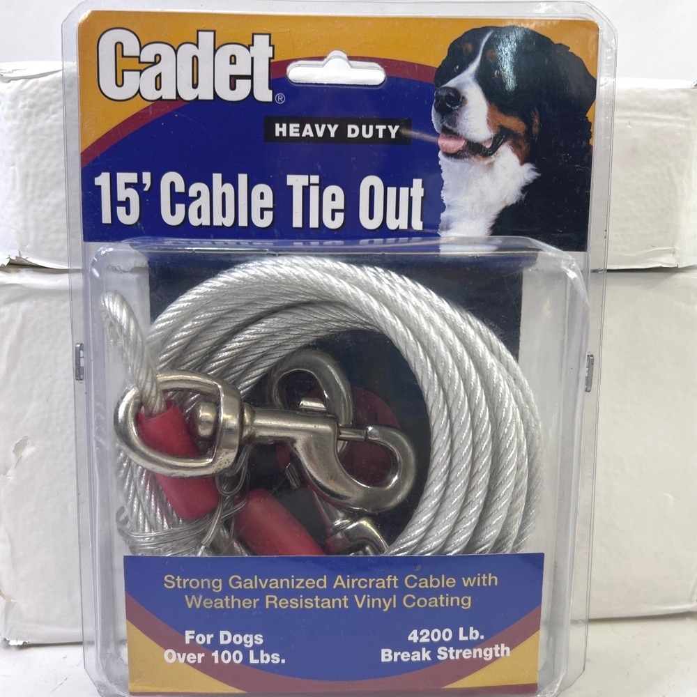 Cadet Heavy Duty 15ft Dog Cable Tie Out for Large Dogs Over 100 Lbs 4200lb Break